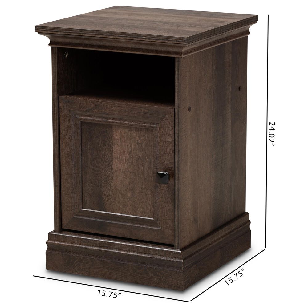 Baxton Studio Nolan 1-Door Nightstand in Brown/Black, , large