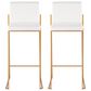 LumiSource Fuji 30" Bar Stool with White Upholstery in Gold (Set of 2), , large