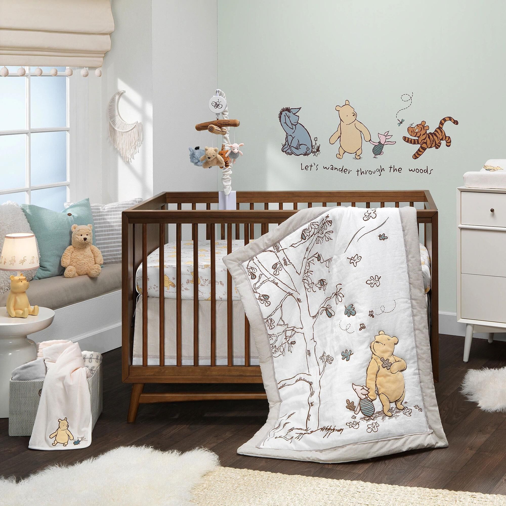 Lambs and Ivy Storytime Pooh Crib Sheet in White NFM