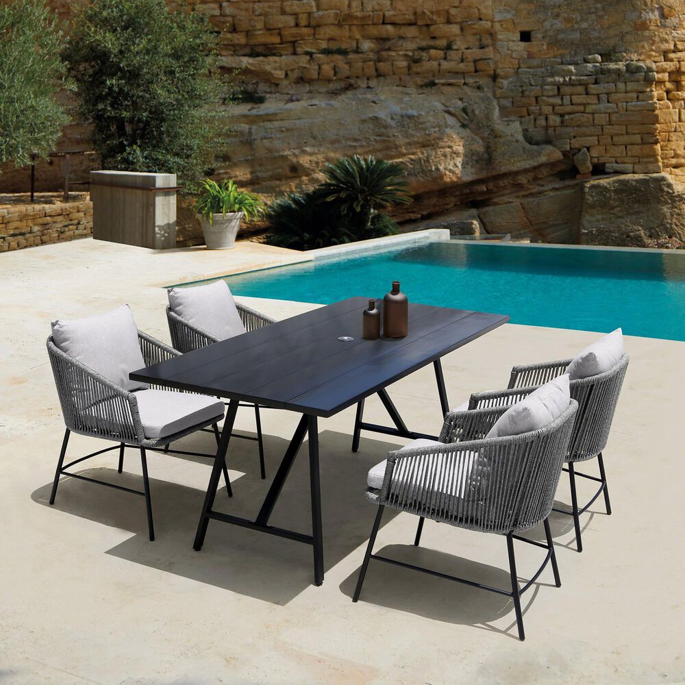 Blue River Ditas Outdoor Dining Chair with Grey Cushions in Black, , large