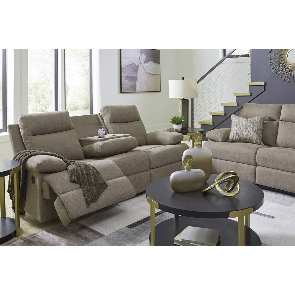 Ashley Side-Swipe Manual Reclining Sofa in Mocha, , large