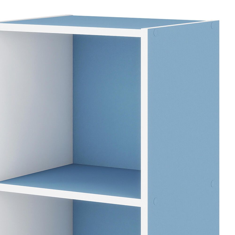 HOMLUX 3-Tier Bookcase with Decorative Open Shelves in White and Light Blue, , large