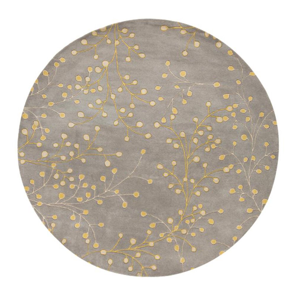 Surya Athena ATH-5060 8' Round Gray, Taupe and Mustard Area Rug, , large