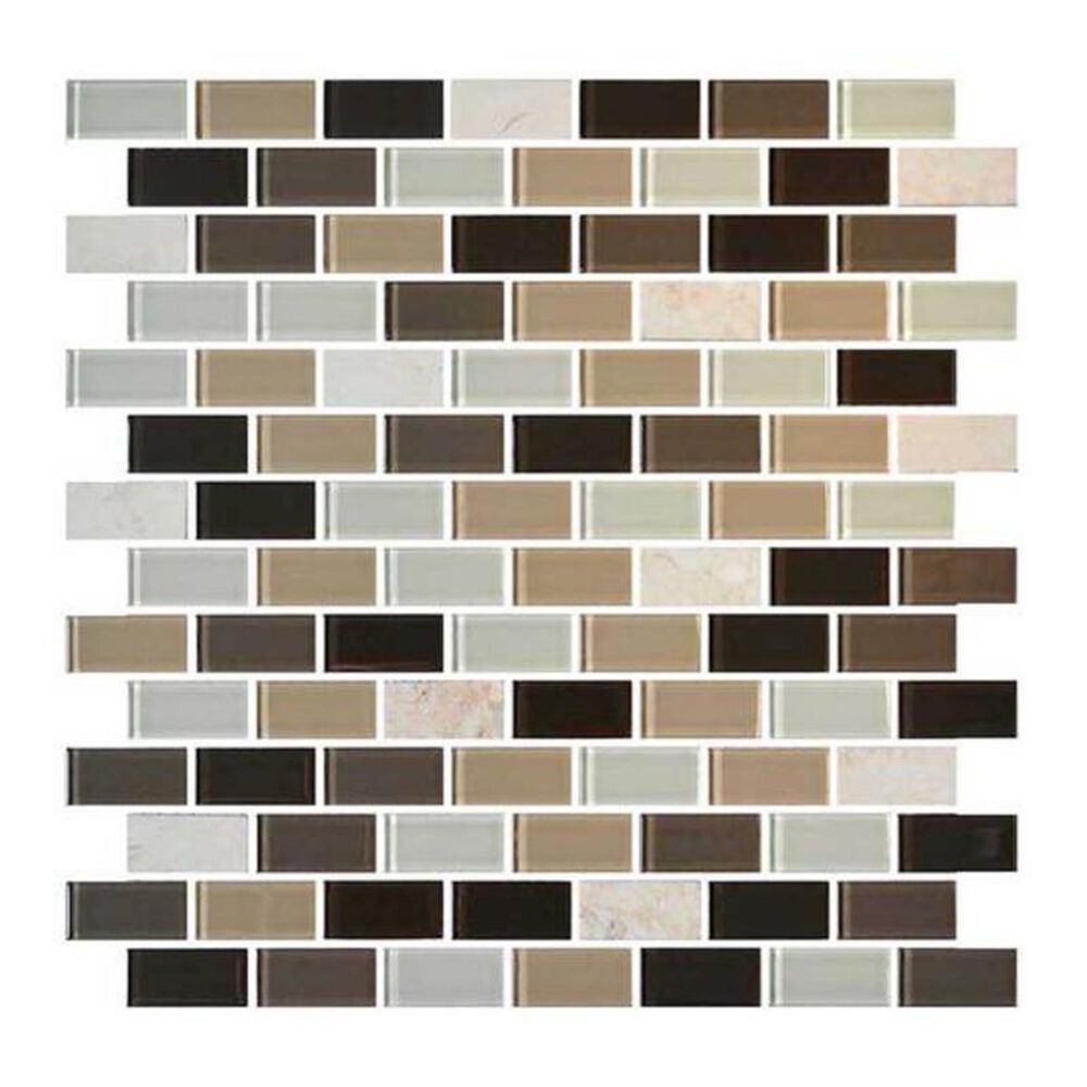 Dal-Tile Mosaic Traditions Zen Escape 12" x 12" Brick-Joint Glass and Stone Mosaic Sheet, , large