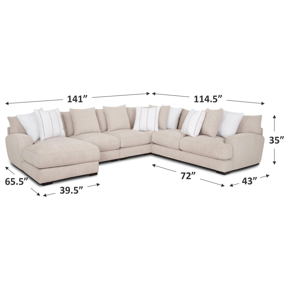 Moore Furniture Shay 5-Piece Left Facing Stationary Sectional in Porcelain, , large