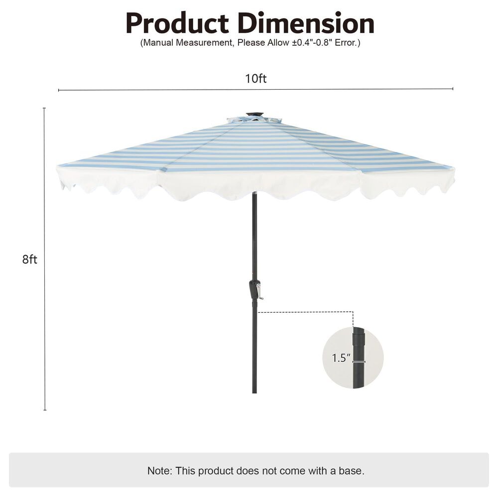 HOMLUX 10' Solar LED Patio Umbrella with Adjustable Tilt and in Blue, , large