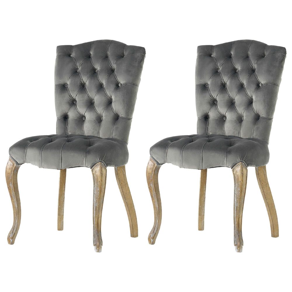 Noble House Moira Side Chair with Charcoal Cushion in Oak (Set of 2), , large
