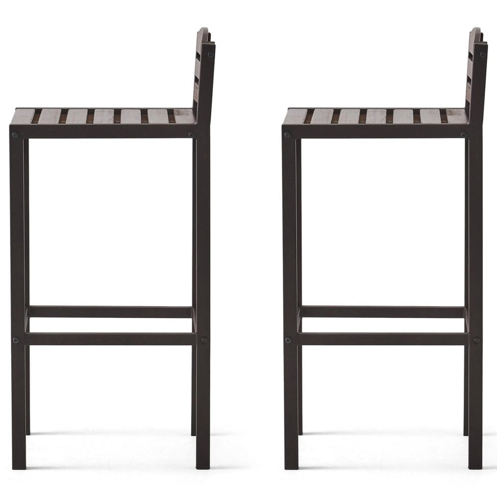 Hearth and Haven Milos Outdoor Bar Stool in Dark Brown &#40;Set of 2&#41;, , large