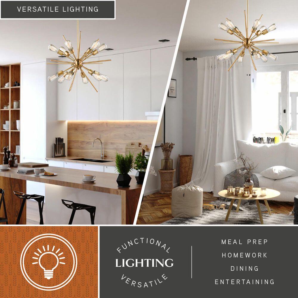 Vaxcel International Co. Ltd. Estelle 12-Light Pendant in Natural Brass, , large