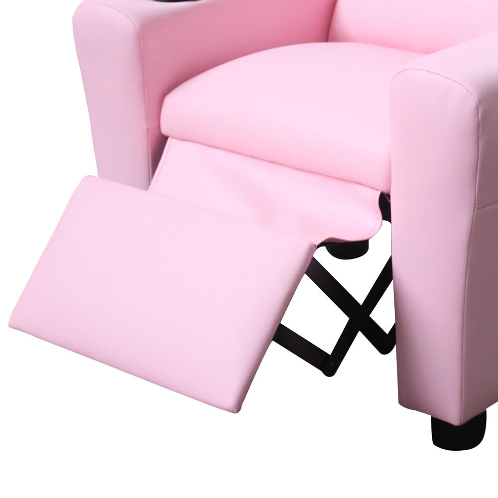 HOMLUX Marisa Kids Recliner Chair with Cupholder in Pink, , large