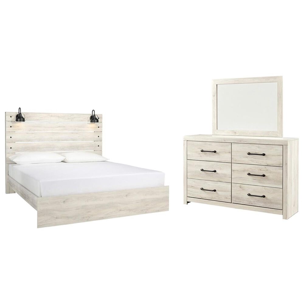 Signature Design by Ashley Cambeck 3 Piece King Bed Set in Whitewash with Lighting, , large