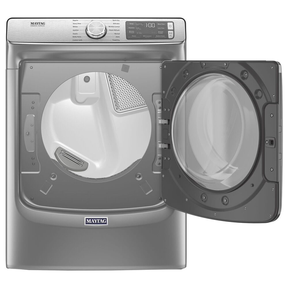 Maytag 5 Cu. Ft. Front Load Washer and 7.3 Cu. Ft. Electric Dryer Laundry Pair with Pedestal in Metallic Slate, , large