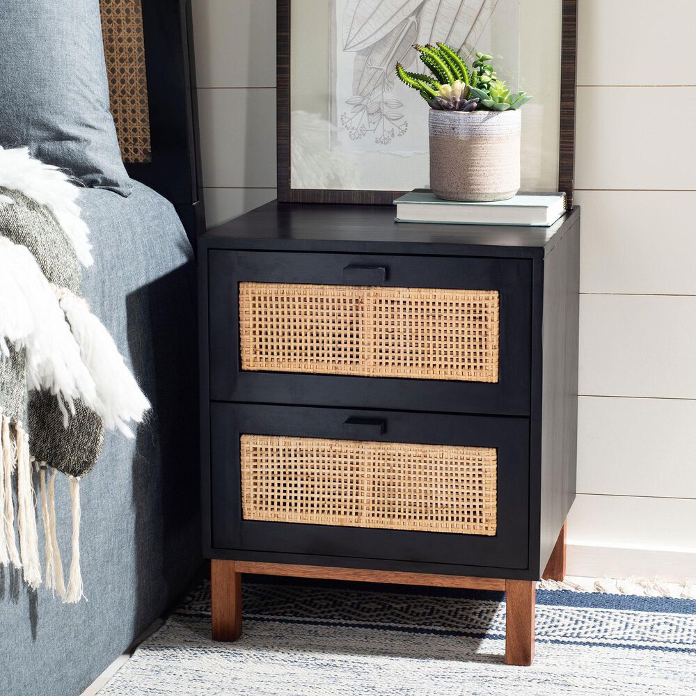 Safavieh Tegan 2-Drawer Nightstand in Black, , large