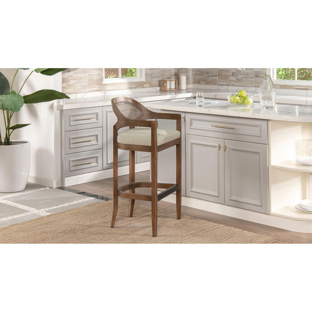 Jennifer Taylor Home Americana 30.5" Bar Stool with Taupe Beige Cushion in Natural, , large