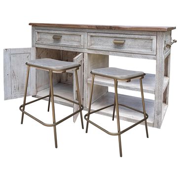 Fallridge Sahara 3-Piece Kitchen Island with Stools in Cream, Caramel and Antique Bronze, , large