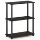 HOMLUX 3-Tier Compact Open Storage Bookshelf in Espresso and Black, , large