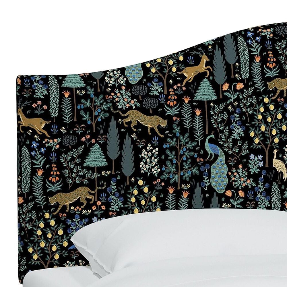 Rifle Paper Co Crafted by Cloth and Company Mayfair Queen Headboard in Menagerie Black, , large