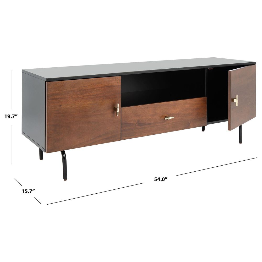 Safavieh Genevieve 54&quot; Media Stand in Black and Walnut, , large