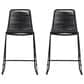 Armen Living Shasta Patio Counter Height Bar Stool with Rope Seat in Black (Set of 2), , large