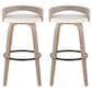 LumiSource Grotto 30" Swivel Barstool with White Faux Leather Upholstery in Light Grey and Black (Set of 2), , large
