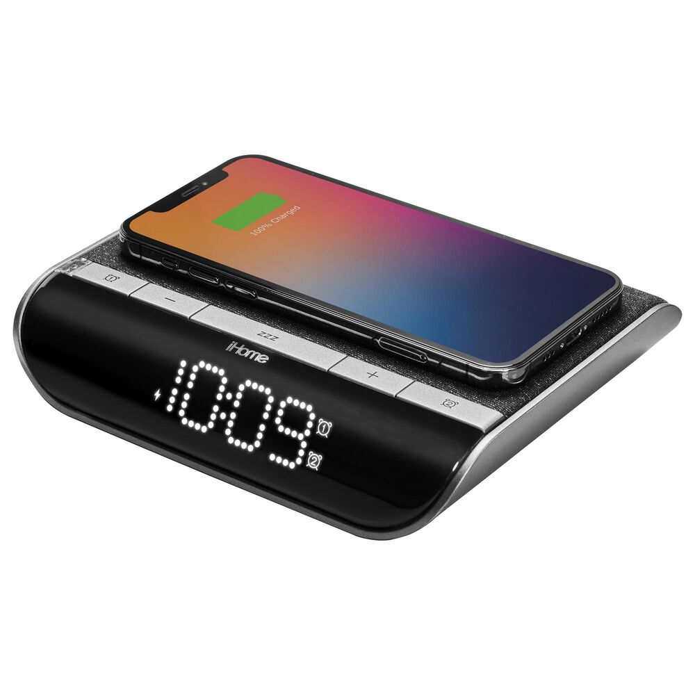 iHome 2-In-1 Wireless Charger Alarm Clock with Qi Wireless and USB Charging, , large