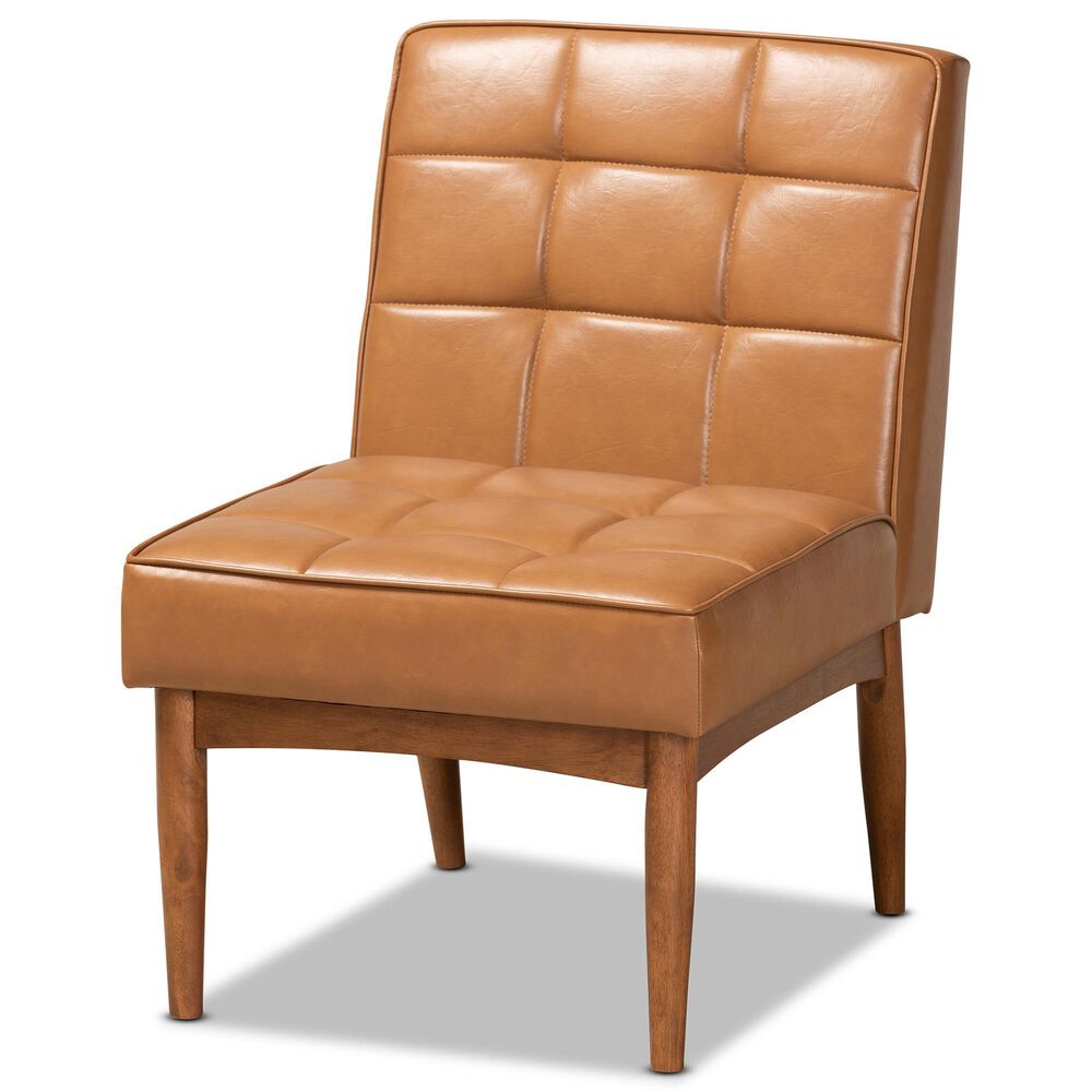 Baxton Studio Sanford Side Chair with Tan Cushion in Walnut Brown, , large