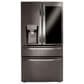LG 2-Piece Kitchen Package with 22.3 Cu. Ft 4-Door French Door Refrigerator and Single Door Freezer in Black Stainless Steel, , large