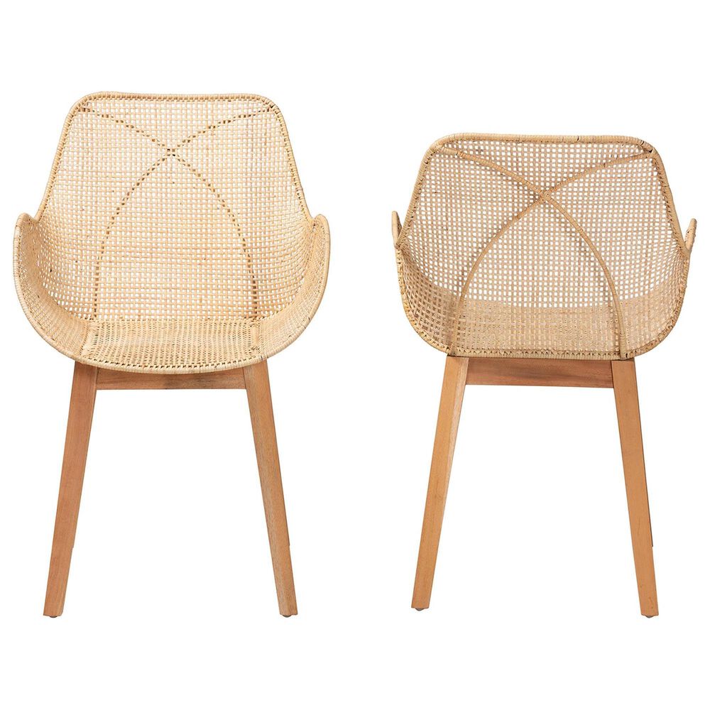 Baxton Studio Ballerina Arm Chair in Natural Brown (Set of 2), , large