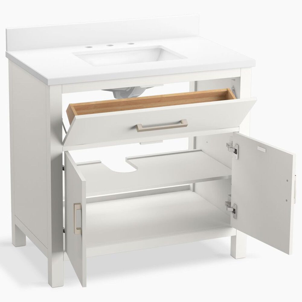Kohler Kresla 36" Single Bathroom Vanity in White with 3 cm White Quartz Top and Rectangular Sink, , large