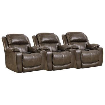 HomeStretch Starship 3-Piece Power Home Theater Recliner Set in Walnut, , large