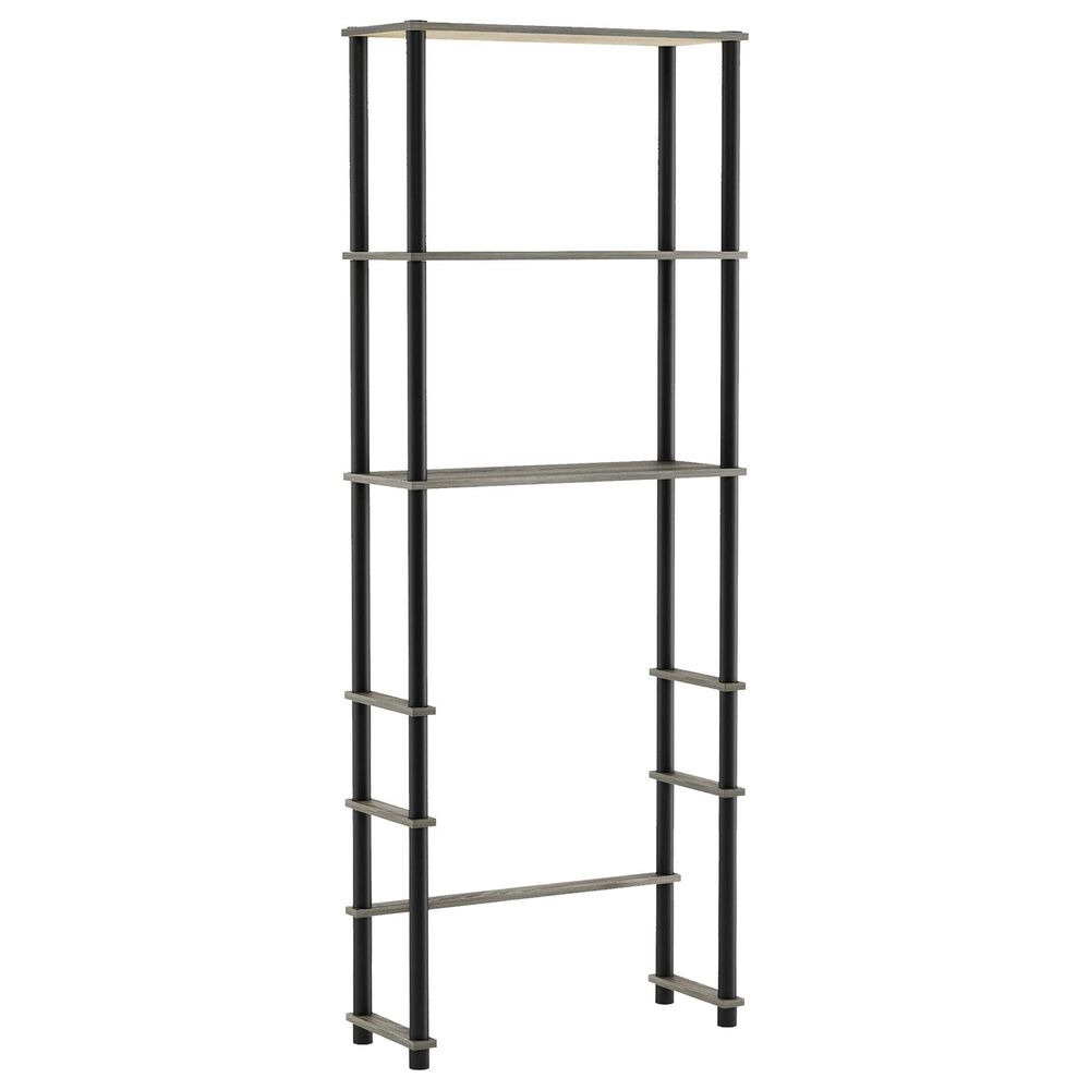 HOMLUX Turn-N-Tube 3-Shelf Over The Toilet Storage Space Saver in French Oak Grey and Black, , large