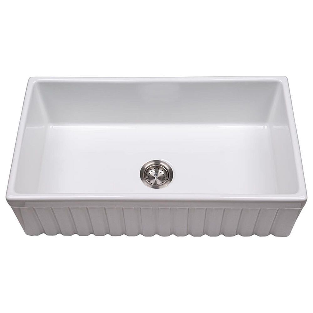MS International Undermount Farmhouse Single Bowl Kitchen Sink in White, , large
