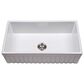 MS International Undermount Farmhouse Single Bowl Kitchen Sink in White, , large