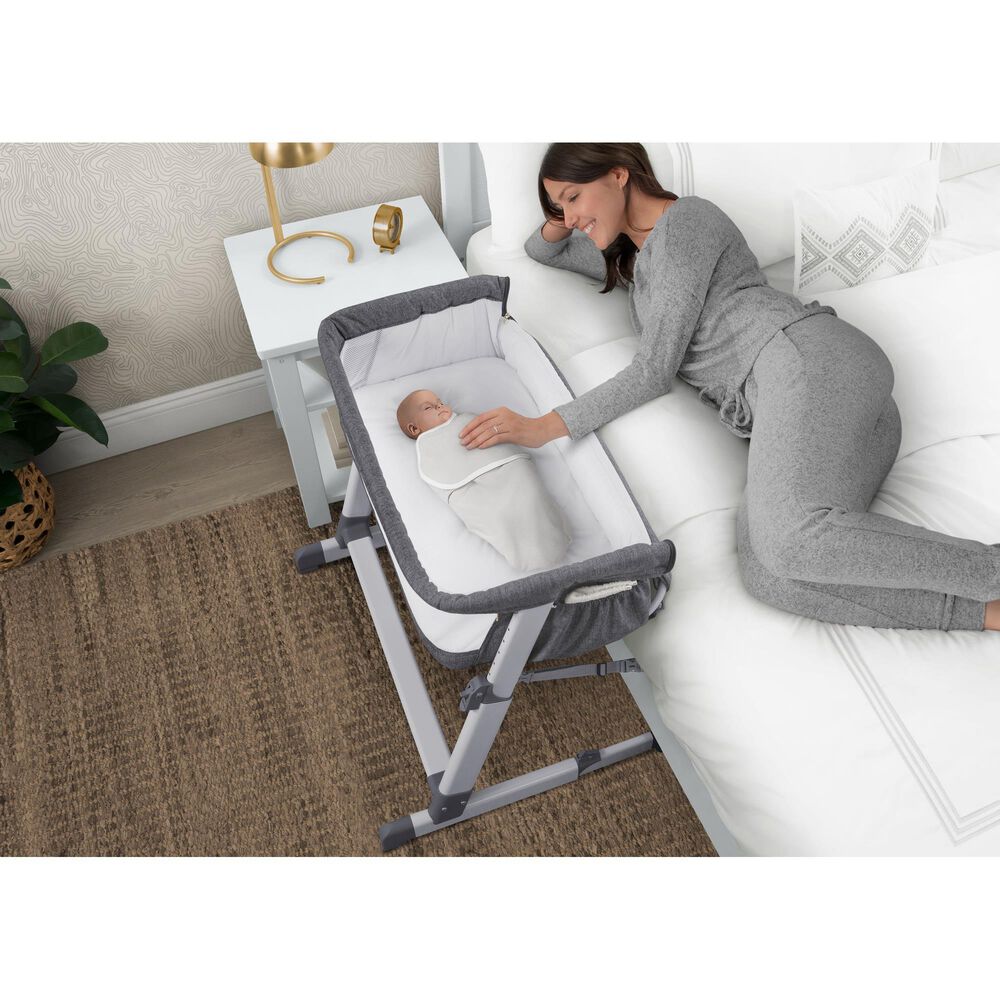 Delta Simmons Kids Dream Bedside Baby Bassinet in Grey Tweed, , large