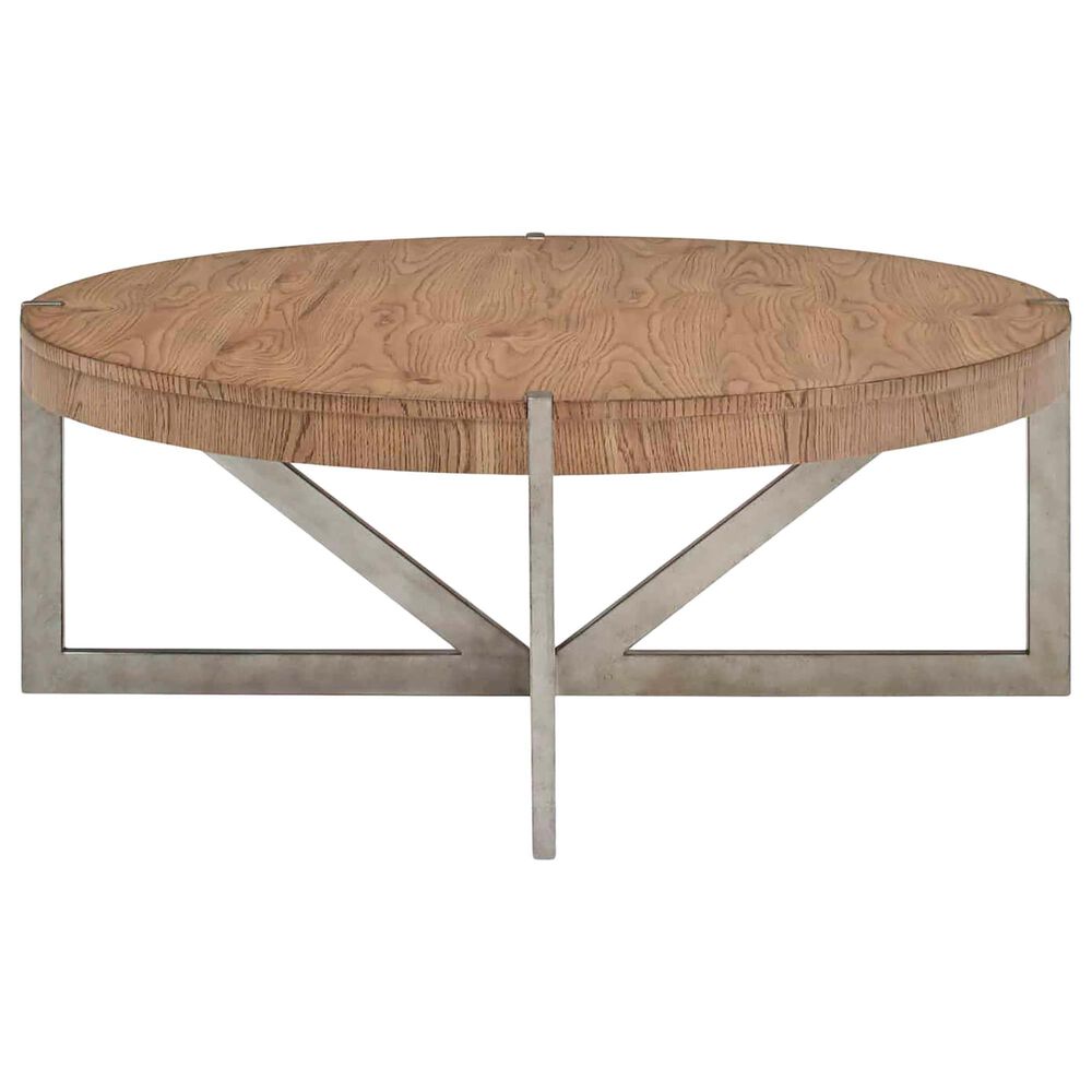 Vantage Passage Round Cocktail Table in Light Oak and Vintage Pewter, , large