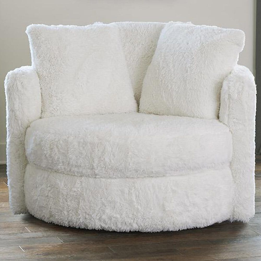 Albany Furniture Fur Swivel Pod Chair in Yakety Yak Natural, , large