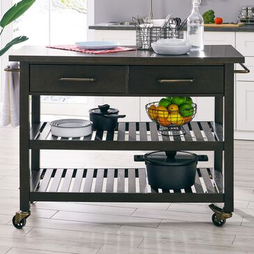 Southern Enterprises Havelock Rolling Kitchen Island in Dark Tobacco, , large