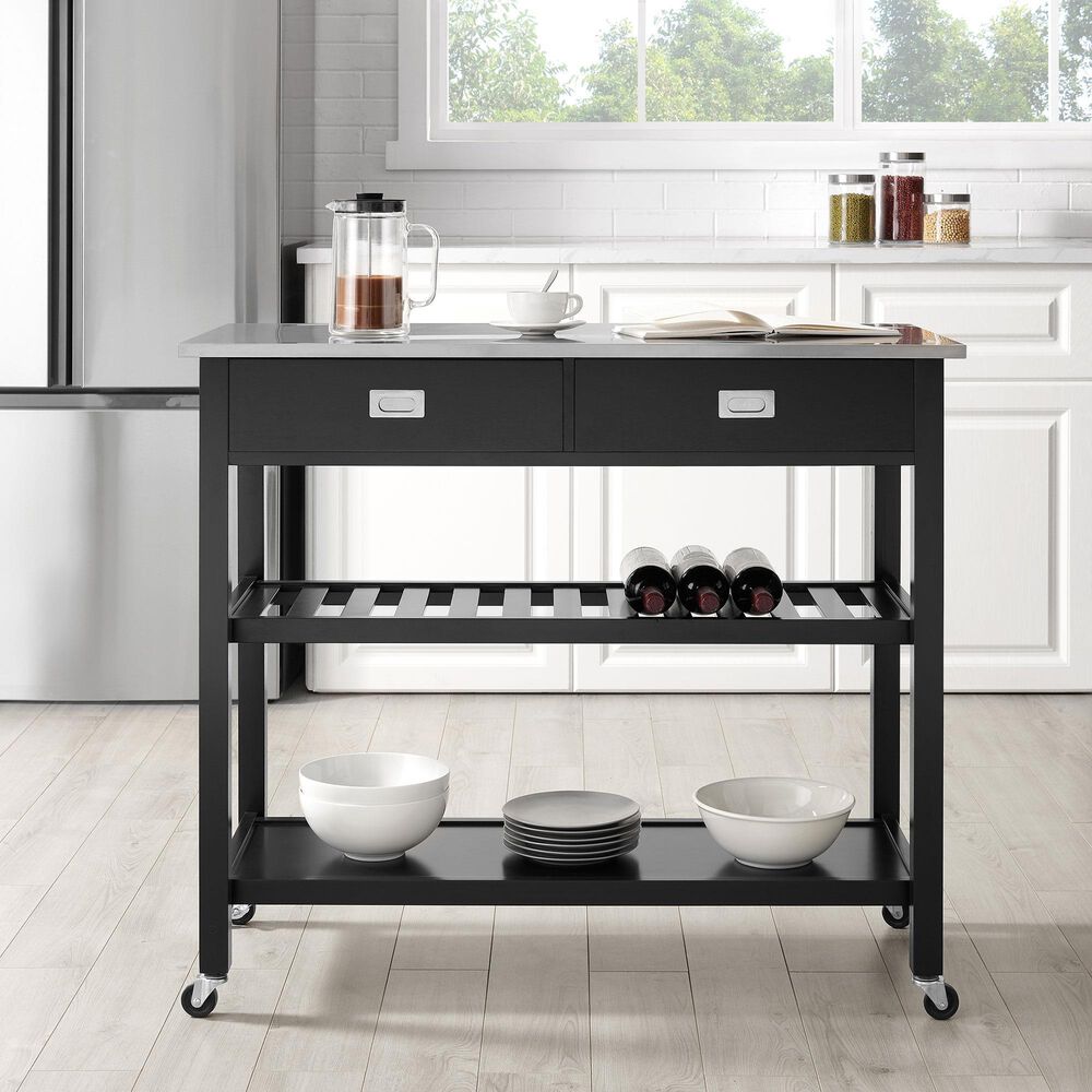 Crosley Furniture Chloe Kitchen Island/Cart in Black Nebraska