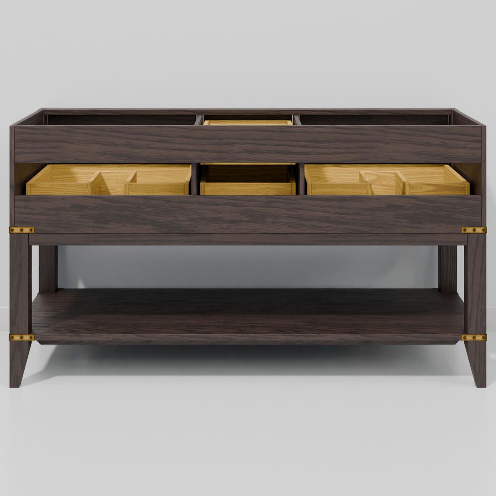 Lexora Home Norwalk 60" Double Bathroom Vanity in Brown Oak with White Quartz Top and Rectangular Sinks, , large