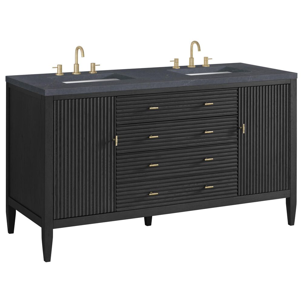 James Martin Vanities Myrrin 60" Double Vanity in Carbon Oak with 3 cm Charcoal Soapstone Quartz Top, , large