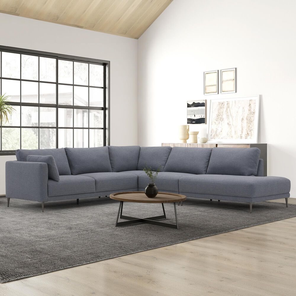 Kuka &#40;Hk&#41; Trade Co Lmt Motion Becki Owens 4-Piece Stationary Right Facing Sectional in Marin Demin, , large