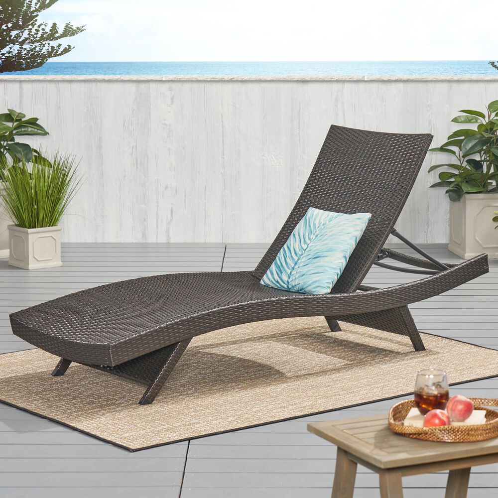 Hearth and Haven Salem PE Wicker Chaise Lounge in Multi Brown, , large