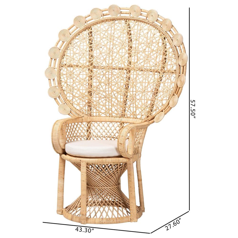 Baxton Studio Hecate Peacock Chair in Natural Brown, , large