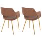 LumiSource Margarite Arm Chair with Brown Faux Leather Cushion in Gold Metal  (Set of 2), , large