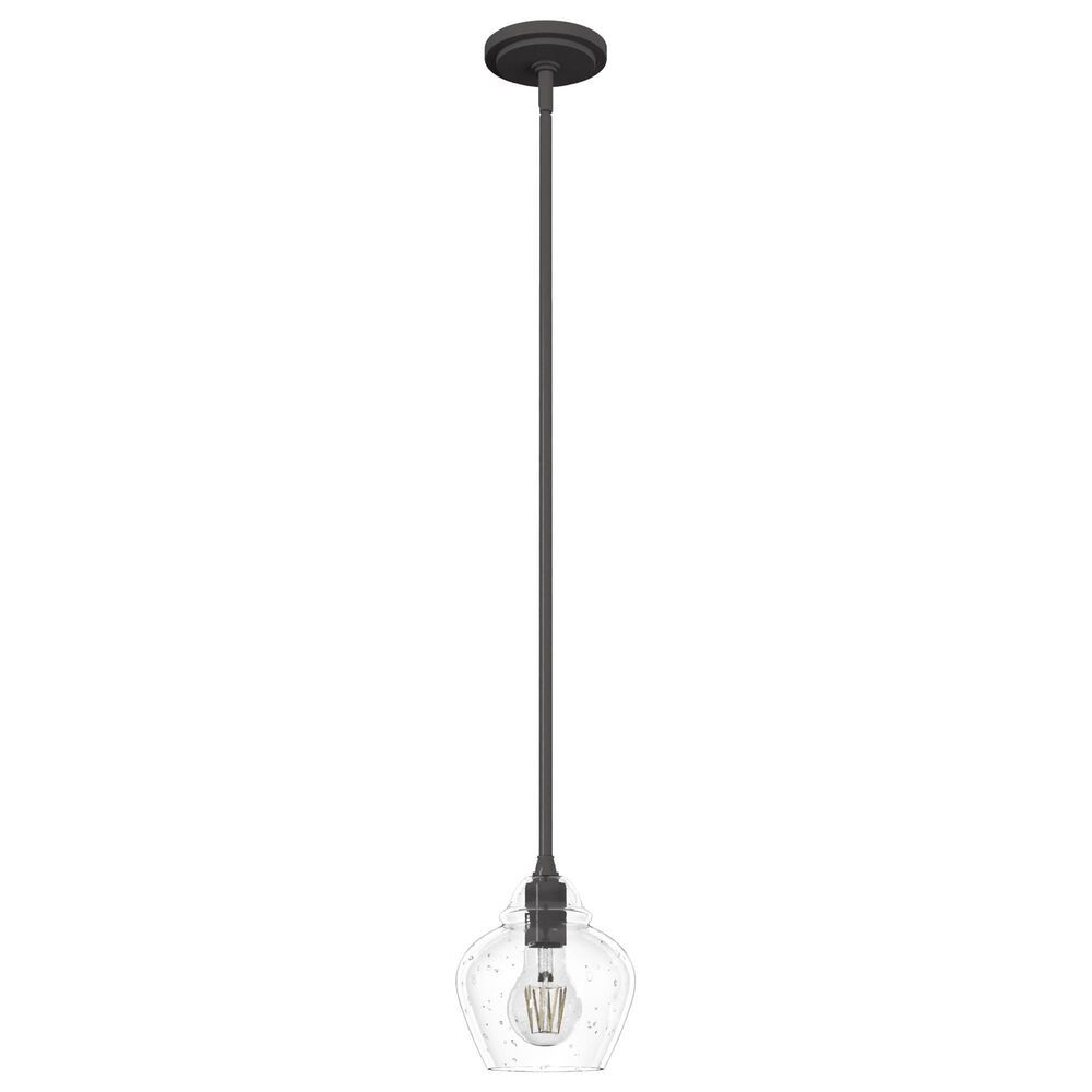 Hunter Dunshire 6.75" 1-Light Mini Pendant with Seeded Shade in Noble Bronze, , large