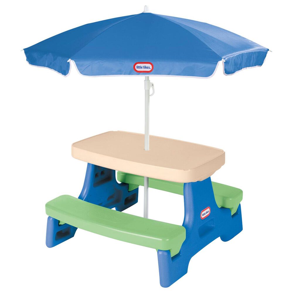 Little Tikes Easy Store Jr. Play Table with Umbrella in Blue and Green, , large