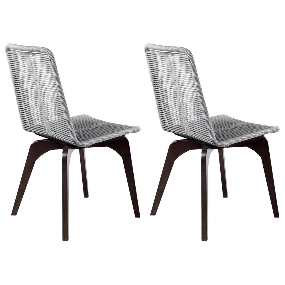 Blue River Island Outdoor Dining Chair with Silver Rope Seat in Dark Eucalyptus (Set of 2), , large