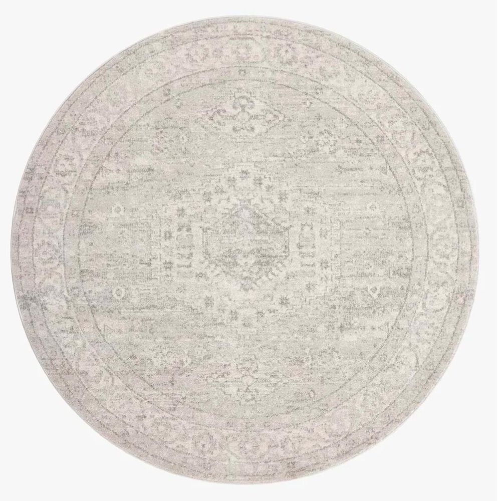 Loloi Odette 7"10" Round Silver and Ivory Area Rug, , large
