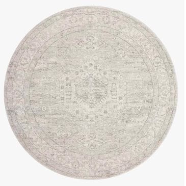 Loloi Odette 7"10" Round Silver and Ivory Area Rug, , large
