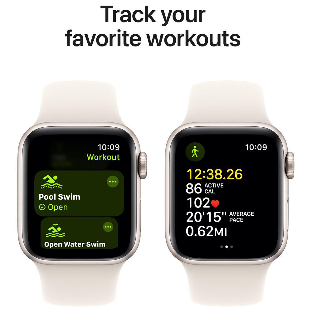 Apple Watch SE GPS 40mm Starlight Aluminum Case with Starlight Sport Band - S/M, , large